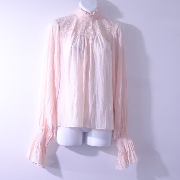 NWT Ramy Brook Women's Eclipse Embroidered Balloon Sleeve Top S NWT 345 Cream - Picture 3 of 11